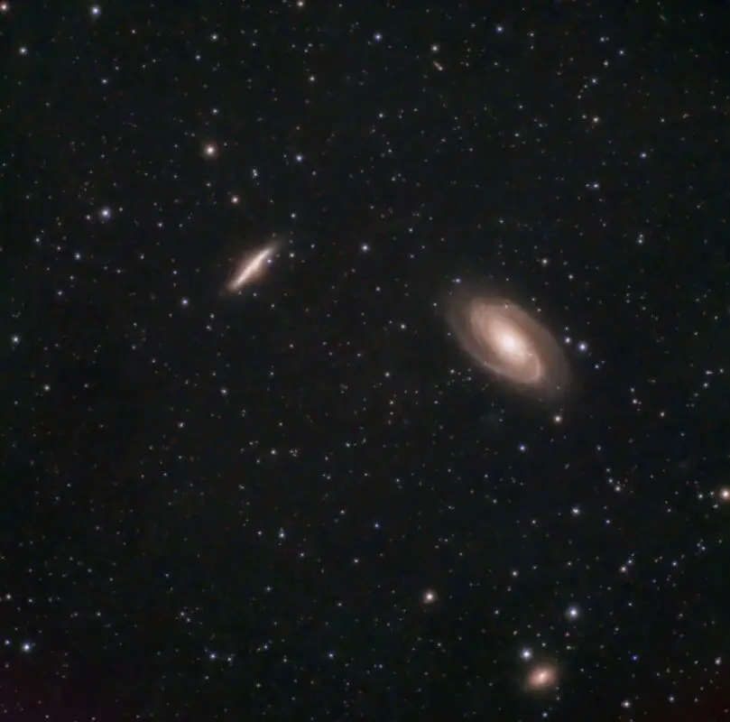 Bode’s and Cigar galaxies taken using ZWO 533MC Pro, Optolong L Pro filter and Sky-Watcher Evostar 72ED