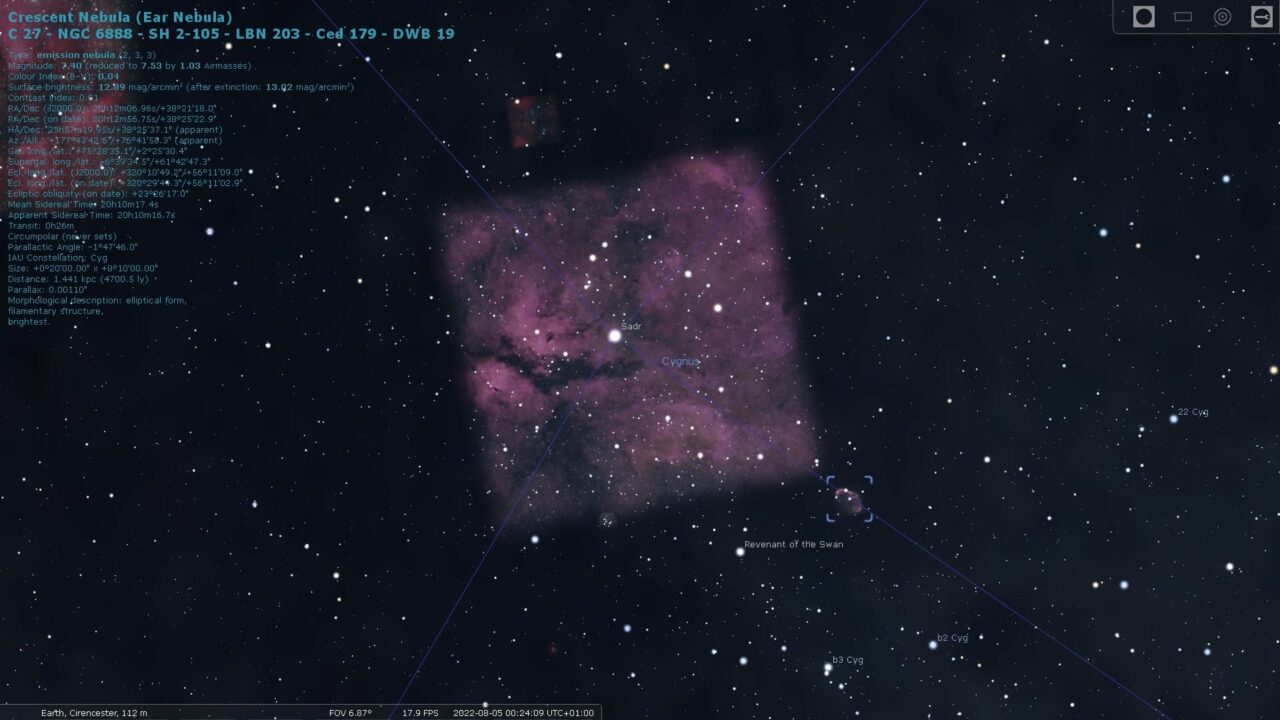 Crescent Nebula Location