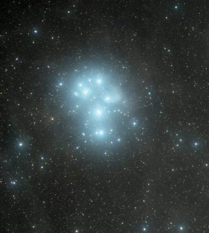 The Pleiades processed using data from Telescope Live